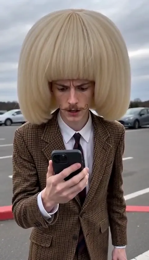 A person in an empty parking lot holds a phone up to their mouth like a walkie-talkie and asks how to become a millionaire