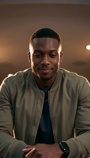 A man in an olive bomber jacket leans with both forearms on a chrome railing on the upper floor of a nightclub, looking down at the dance floor