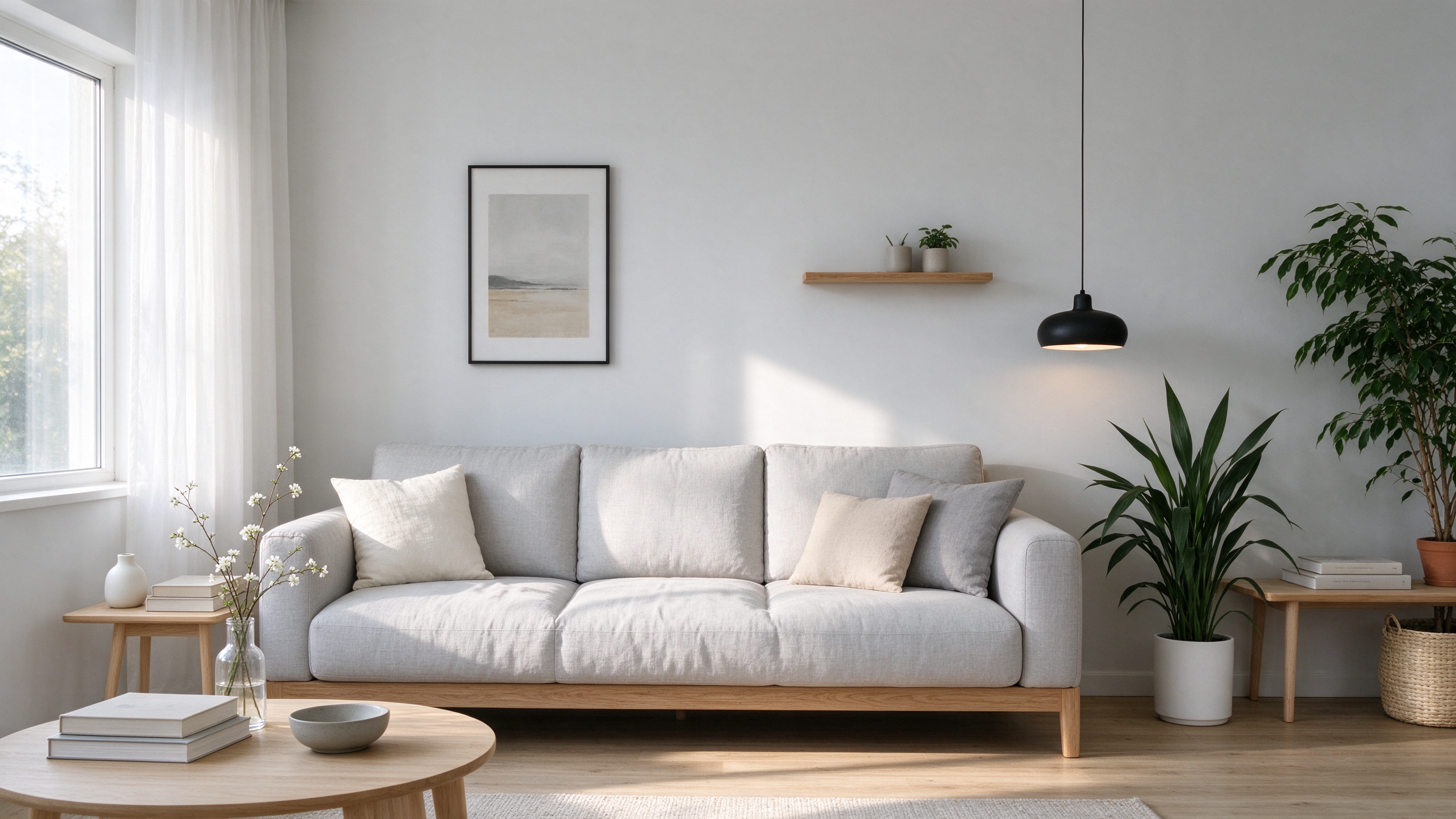 Seedream 5 Flash 2K image of a bright Scandinavian living room