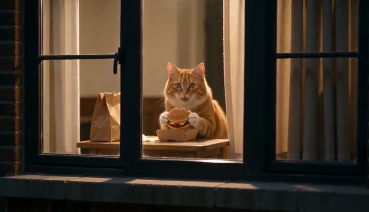 Same window. Same burger. A much furrier neighbor.